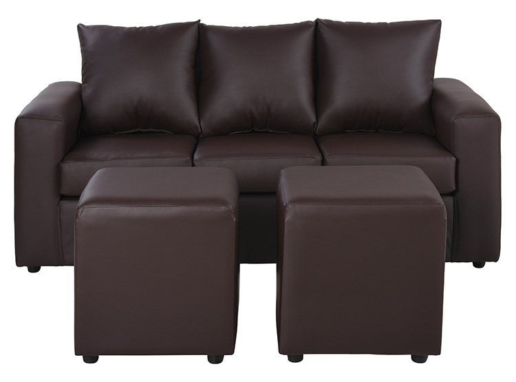 JUEGO DE LIVING BODEVIR SOFA KENDY 3 CUERPOS + 2 POUFS - 1