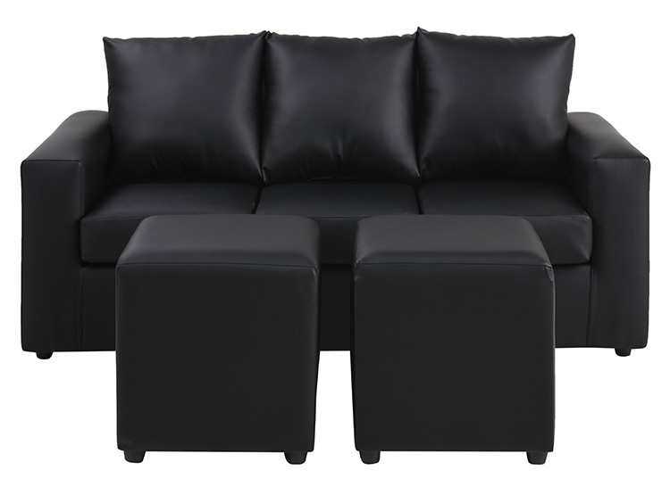 JUEGO DE LIVING BODEVIR SOFA KENDY 3 CUERPOS + 2 POUFS