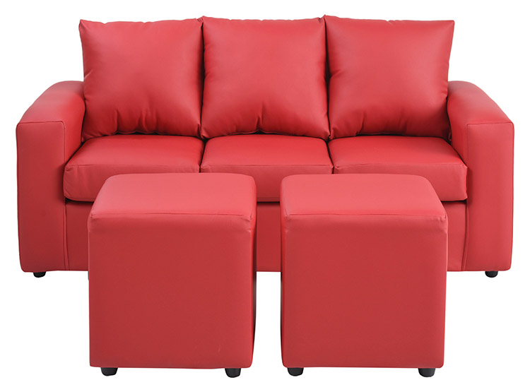 JUEGO DE LIVING BODEVIR SOFA KENDY 3 CUERPOS + 2 POUFS - 1
