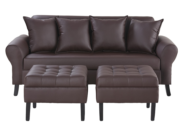JUEGO DE LIVING BODEVIR SOFA LUA 3 CUERPOS + 2 POUFS - 1