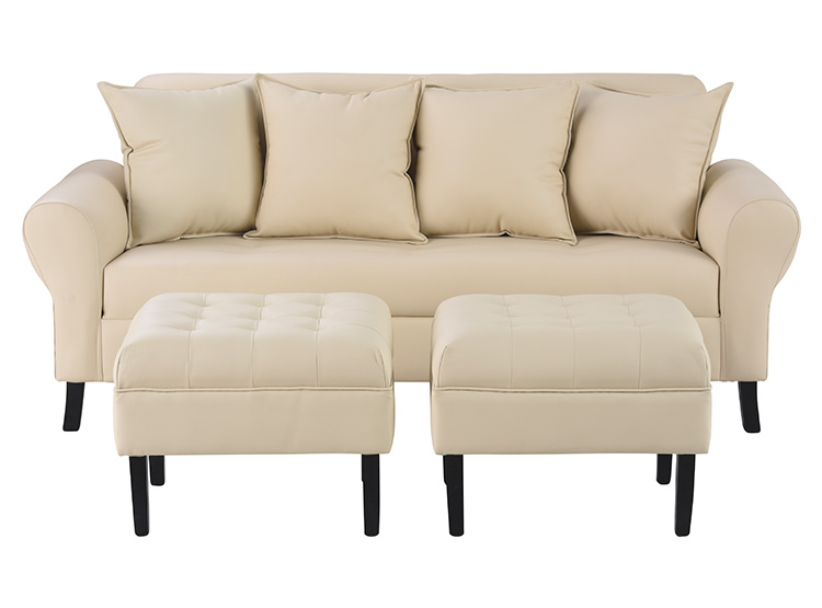 JUEGO DE LIVING BODEVIR SOFA LUA 3 CUERPOS + 2 POUFS