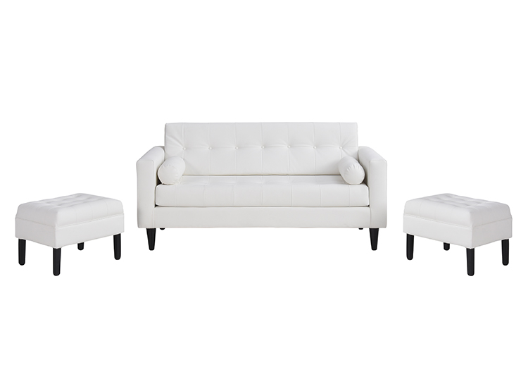 JUEGO DE LIVING BODEVIR SOFA RETRO 3 CUERPOS + 2 POUFS - 2