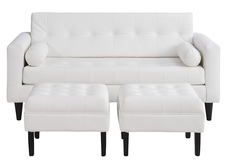 JUEGO DE LIVING BODEVIR SOFA RETRO 3 CUERPOS + 2 POUFS - 1