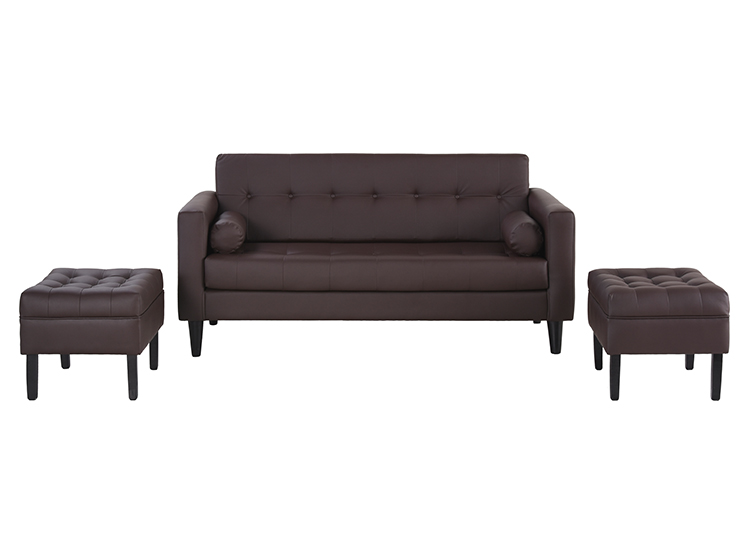 JUEGO DE LIVING BODEVIR SOFA RETRO 3 CUERPOS + 2 POUFS - 2
