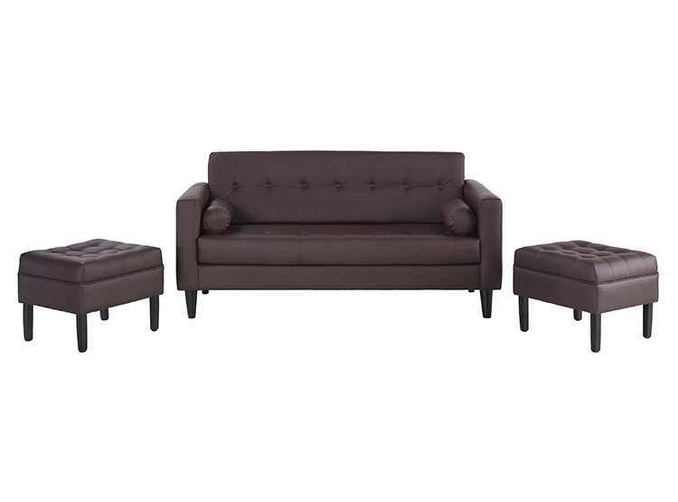 JUEGO DE LIVING BODEVIR SOFA RETRO 3 CUERPOS + 2 POUFS - 3