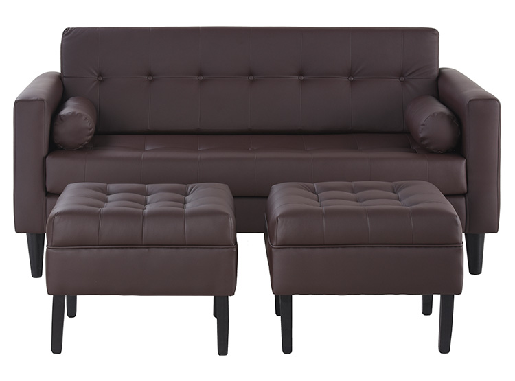 JUEGO DE LIVING BODEVIR SOFA RETRO 3 CUERPOS + 2 POUFS - 1