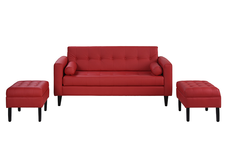 JUEGO DE LIVING BODEVIR SOFA RETRO 3 CUERPOS + 2 POUFS - 2