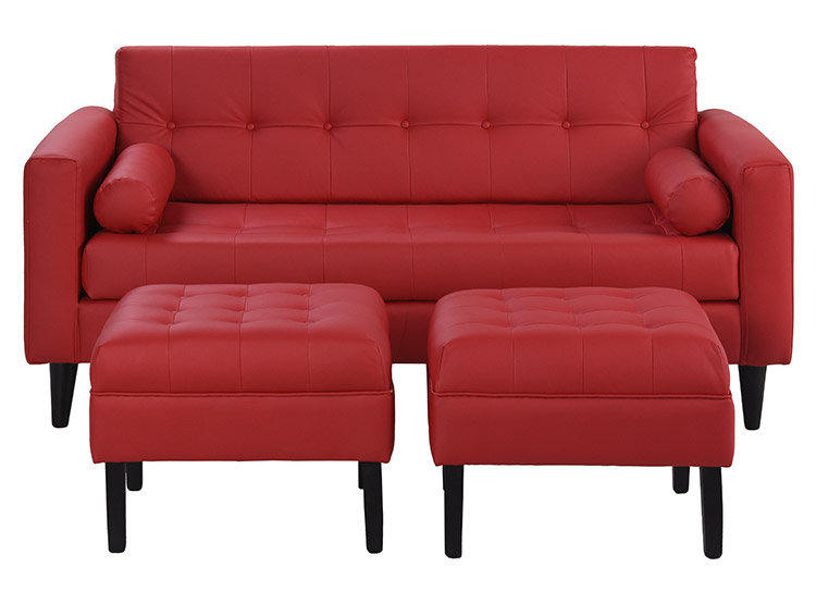 JUEGO DE LIVING BODEVIR SOFA RETRO 3 CUERPOS + 2 POUFS - 1