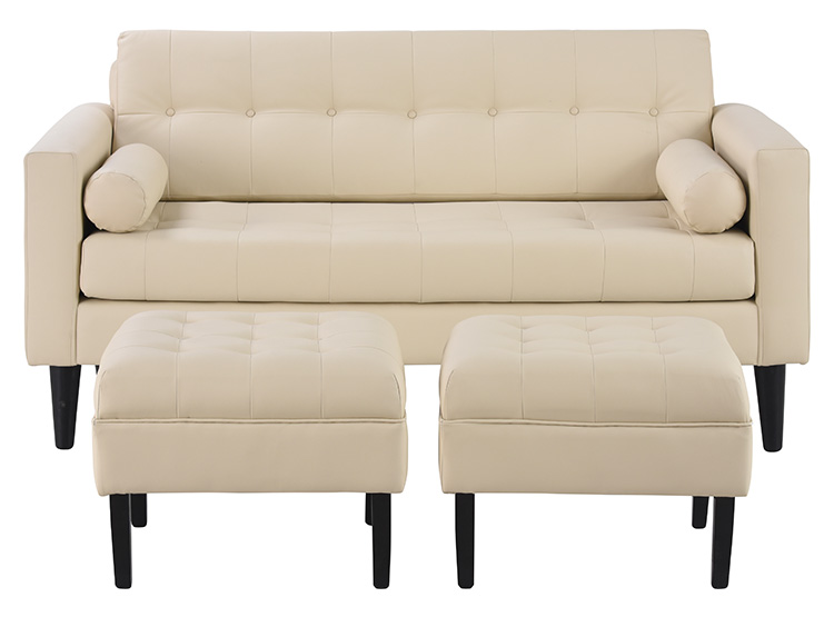 JUEGO DE LIVING BODEVIR SOFA RETRO 3 CUERPOS + 2 POUFS