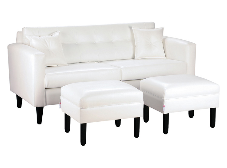 SET DE MUEBLES BODEVIR SOFÁ NEW RETRO PU 3 CUERPOS + POUFS - 2