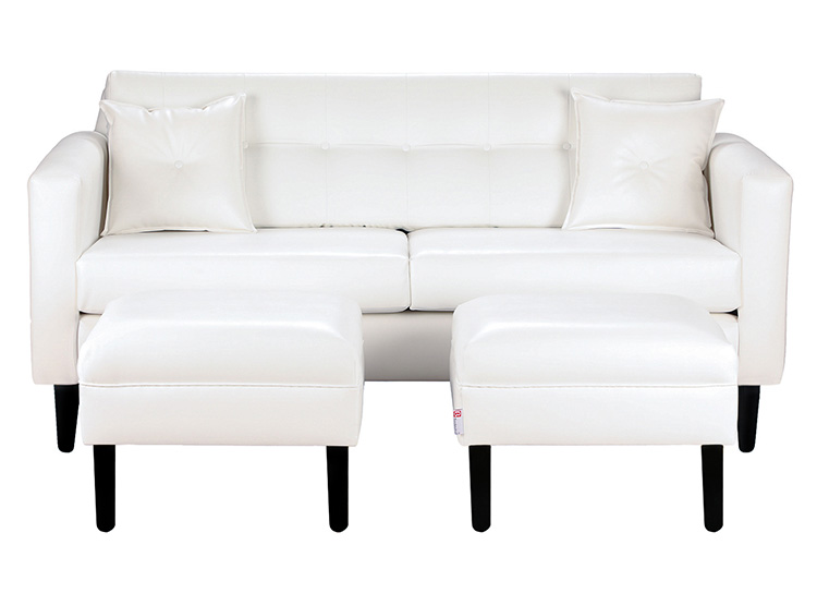 SET DE MUEBLES BODEVIR SOFÁ NEW RETRO PU 3 CUERPOS + POUFS - 1