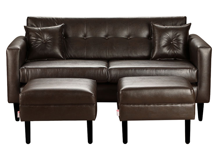 SET DE MUEBLES BODEVIR SOFÁ NEW RETRO PU 3 CUERPOS + POUFS