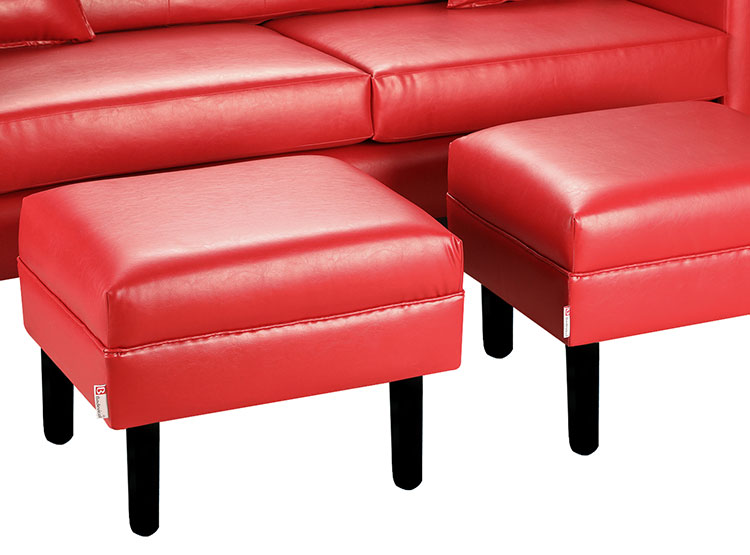 SET DE MUEBLES BODEVIR SOFÁ NEW RETRO PU 3 CUERPOS + POUFS - 4