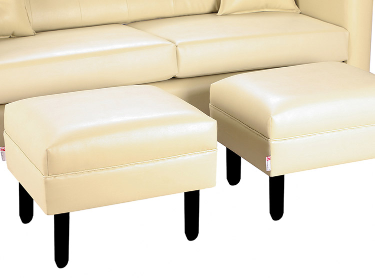 SET DE MUEBLES BODEVIR SOFÁ NEW RETRO PU 3 CUERPOS + POUFS - 4