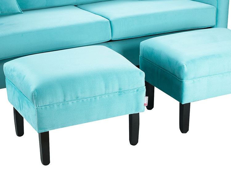 SET DE MUEBLES BODEVIR SOFÁ NEW RETRO 3 CUERPOS FELPA + POUFS - 4