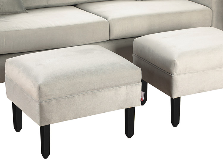 SET DE MUEBLES BODEVIR SOFÁ NEW RETRO 3 CUERPOS FELPA + POUFS - 3
