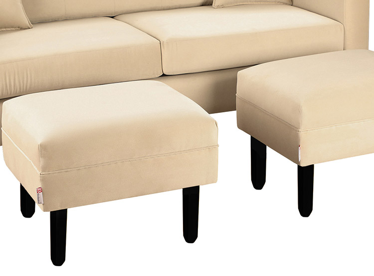 SET DE MUEBLES BODEVIR SOFÁ NEW RETRO 3 CUERPOS FELPA + POUFS - 4