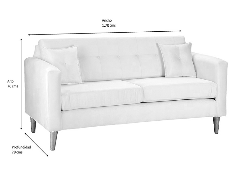 SET DE MUEBLES BODEVIR SOFÁ NEW RETRO 3 CUERPOS FELPA + POUFS - 5