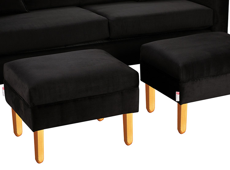 SET DE MUEBLES BODEVIR SOFÁ NEW RETRO 3 CUERPOS FELPA + POUFS - 3