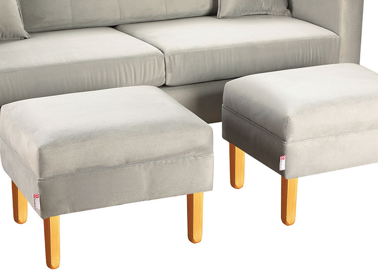 SET DE MUEBLES BODEVIR SOFÁ NEW RETRO 3 CUERPOS FELPA + POUFS - 4