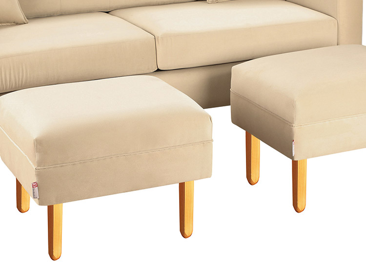 SET DE MUEBLES BODEVIR SOFÁ NEW RETRO 3 CUERPOS FELPA + POUFS - 4