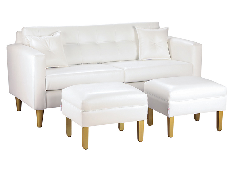 SET DE MUEBLES BODEVIR SOFÁ NEW RETRO PU 3 CUERPOS + POUFS - 2