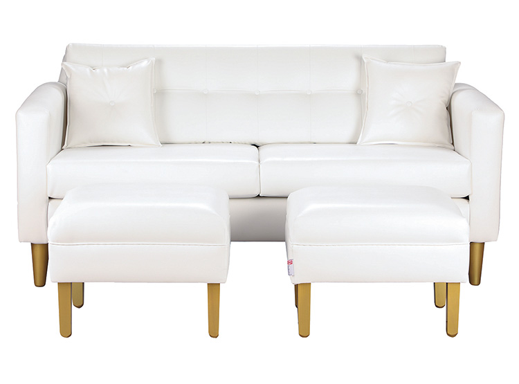 SET DE MUEBLES BODEVIR SOFÁ NEW RETRO PU 3 CUERPOS + POUFS - 1