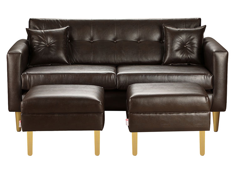 SET DE MUEBLES BODEVIR SOFÁ NEW RETRO PU 3 CUERPOS + POUFS