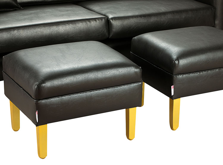 SET DE MUEBLES BODEVIR SOFÁ NEW RETRO PU 3 CUERPOS + POUFS - 4