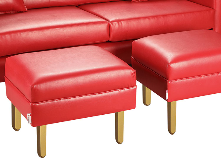 SET DE MUEBLES BODEVIR SOFÁ NEW RETRO PU 3 CUERPOS + POUFS - 3