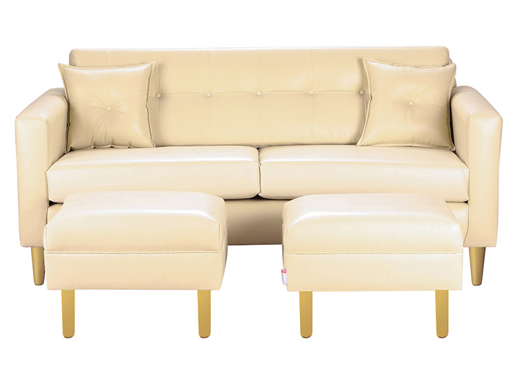 SET DE MUEBLES BODEVIR SOFÁ NEW RETRO PU 3 CUERPOS + POUFS