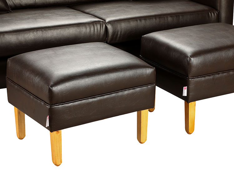 SET DE MUEBLES BODEVIR SOFÁ NEW RETRO PU 3 CUERPOS + POUFS - 4