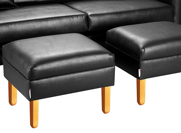 SET DE MUEBLES BODEVIR SOFÁ NEW RETRO PU 3 CUERPOS + POUFS - 4