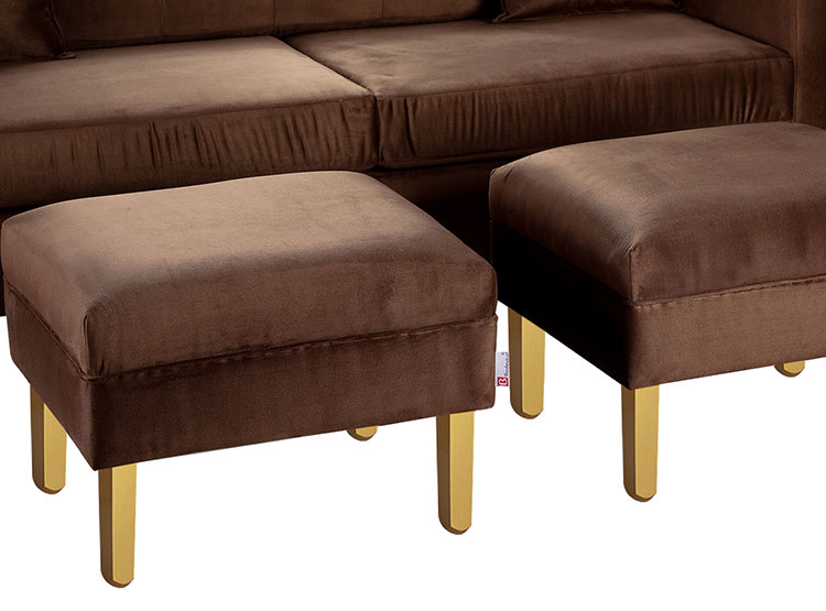 SET DE MUEBLES BODEVIR SOFÁ NEW RETRO 3 CUERPOS FELPA + POUFS - 3