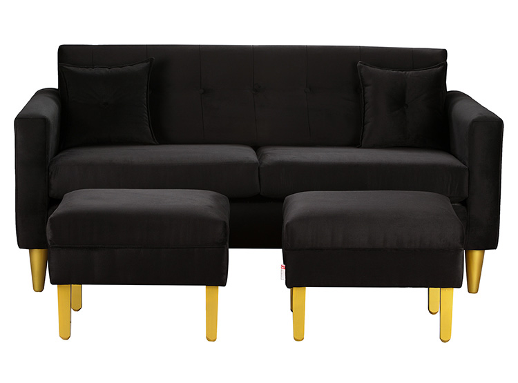 SET DE MUEBLES BODEVIR SOFÁ NEW RETRO 3 CUERPOS FELPA + POUFS