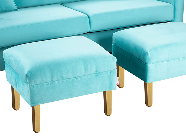 SET DE MUEBLES BODEVIR SOFÁ NEW RETRO 3 CUERPOS FELPA + POUFS - 4