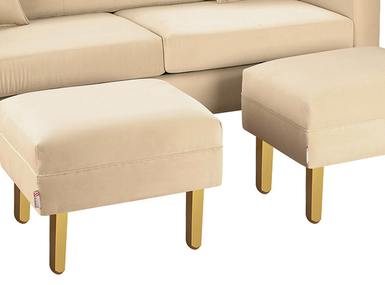 SET DE MUEBLES BODEVIR SOFÁ NEW RETRO 3 CUERPOS FELPA + POUFS - 3