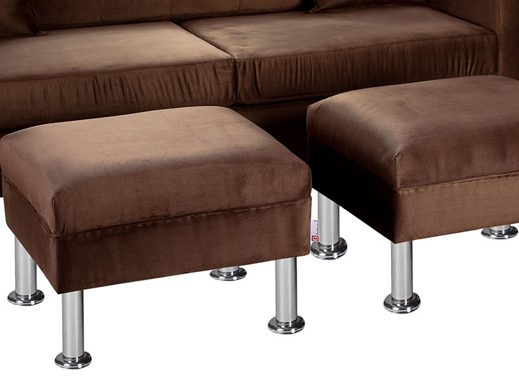 SET DE MUEBLES BODEVIR SOFÁ NEW RETRO 3 CUERPOS FELPA + POUFS - 4