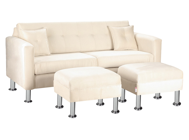 SET DE MUEBLES BODEVIR SOFÁ NEW RETRO 3 CUERPOS FELPA + POUFS - 2