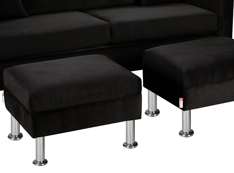 SET DE MUEBLES BODEVIR SOFÁ NEW RETRO 3 CUERPOS FELPA + POUFS - 3