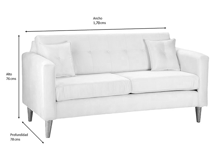 SET DE MUEBLES BODEVIR SOFÁ NEW RETRO 3 CUERPOS FELPA + POUFS - 5