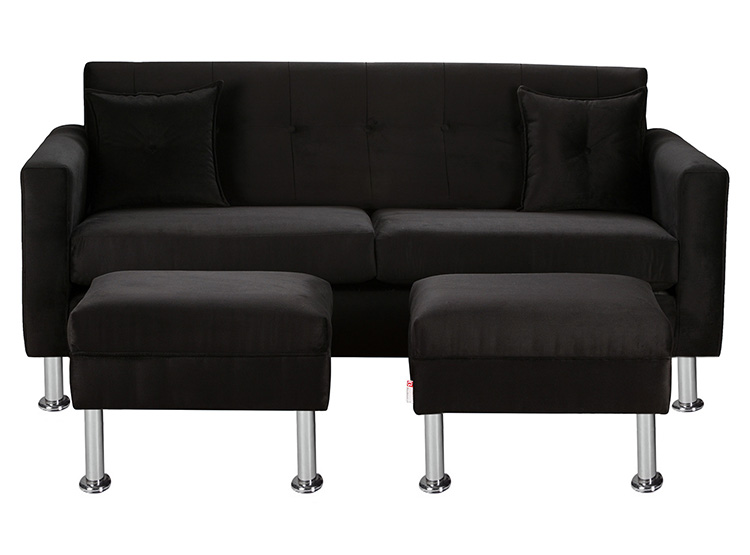 SET DE MUEBLES BODEVIR SOFÁ NEW RETRO 3 CUERPOS FELPA + POUFS - 1