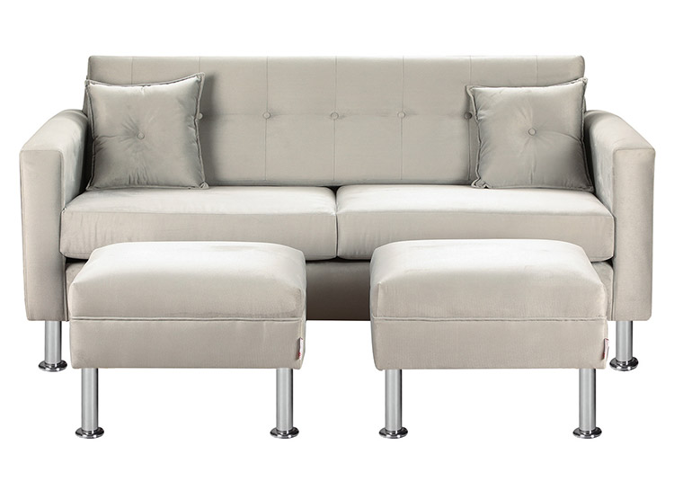 SET DE MUEBLES BODEVIR SOFÁ NEW RETRO 3 CUERPOS FELPA + POUFS