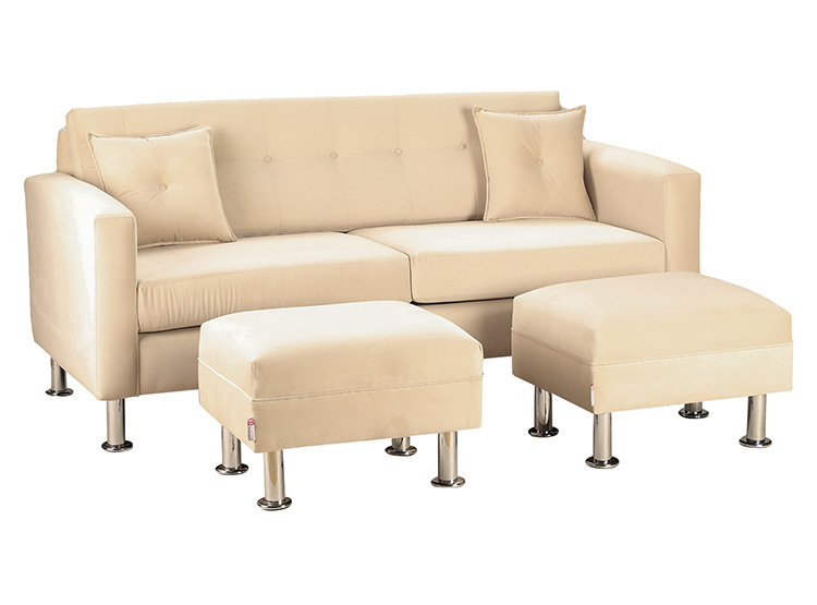 SET DE MUEBLES BODEVIR SOFÁ NEW RETRO 3 CUERPOS FELPA + POUFS - 2