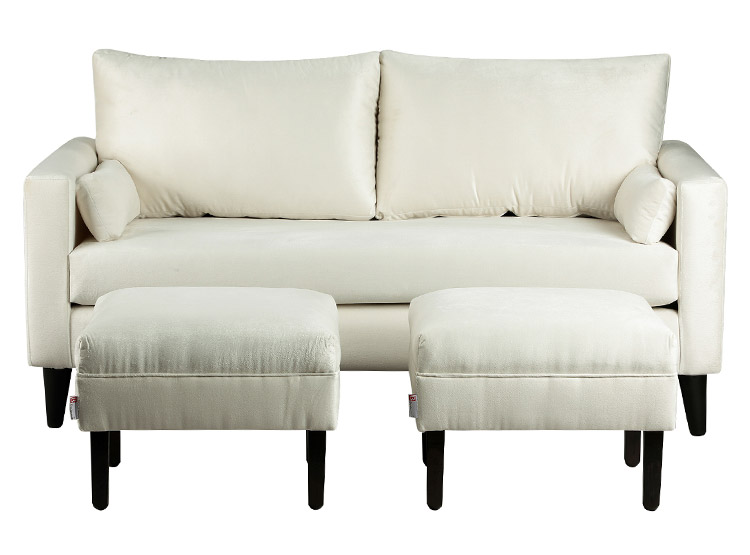 SET DE MUEBLES BODEVIR SOFÁ SKY 3 CUERPOS FELPA + POUFS