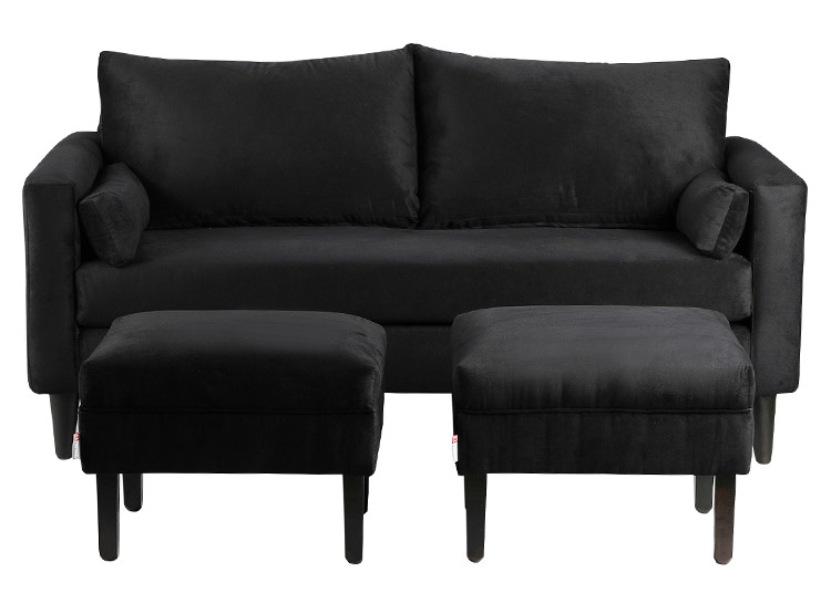 SET DE MUEBLES BODEVIR SOFÁ SKY 3 CUERPOS FELPA + POUFS