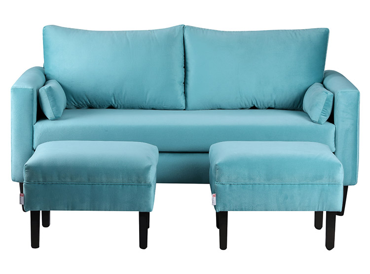 SET DE MUEBLES BODEVIR SOFÁ SKY 3 CUERPOS FELPA + POUFS