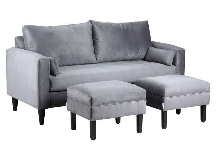 SET DE MUEBLES BODEVIR SOFÁ SKY 3 CUERPOS FELPA + POUFS - 2