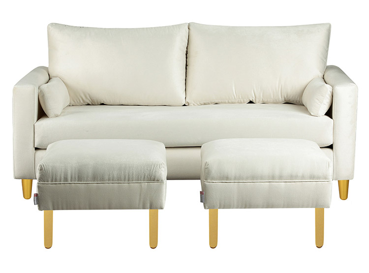 SET DE MUEBLES BODEVIR SOFÁ SKY 3 CUERPOS FELPA + POUFS