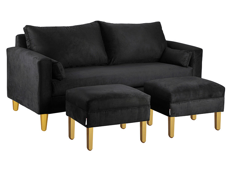 SET DE MUEBLES BODEVIR SOFÁ SKY 3 CUERPOS FELPA + POUFS - 2